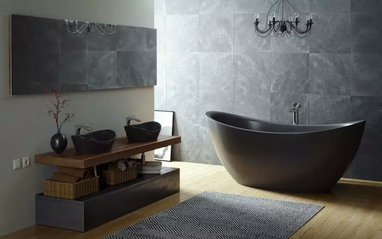 Tuile de marbre pour la salle de bain (54 photos): carreaux de céramique sous la salle de bains en marbre, conception de carreaux de marbre blanc et vert à l'intérieur, autres options 21357_34