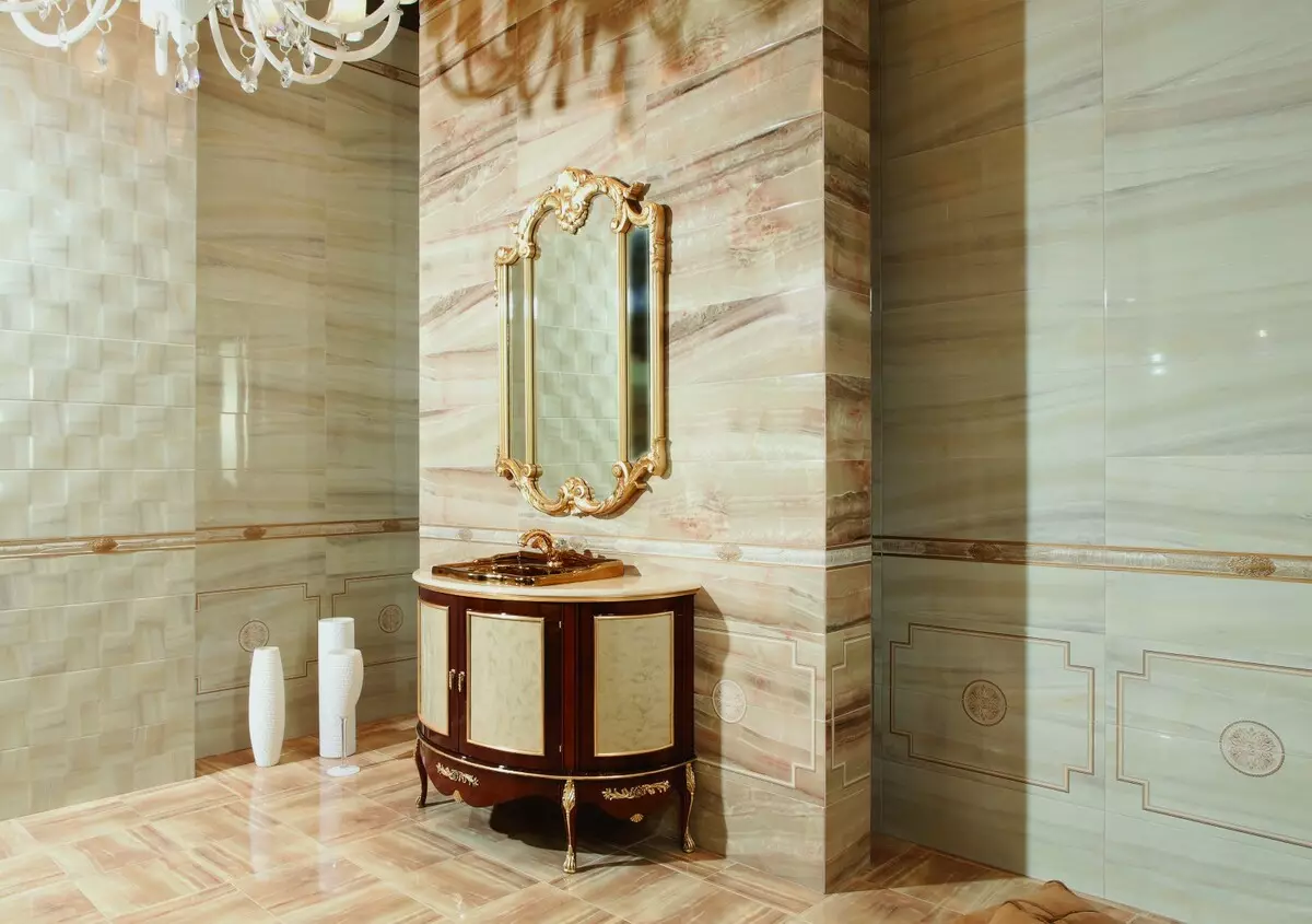 Marble tile para sa banyo (54 mga larawan): ceramic tile sa ilalim ng banyo ng marmol, disenyo ng puti at berde marmol tile sa loob, iba pang mga pagpipilian 21357_54