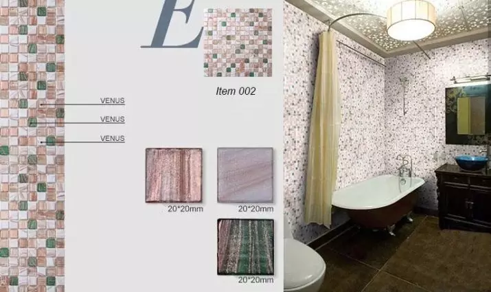 Tile mozaik za kopalnico (125 fotografij): Oblika prostora z mozaičnimi ploščicami na tleh, samolepilne ploščice v notranjosti, keramične in plastične, steklene ploščice in druge možnosti 21358_109