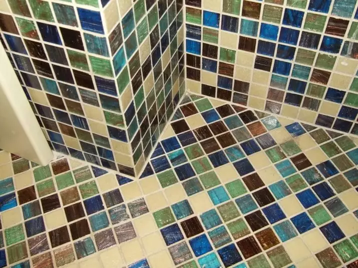 Tile mozaik za kopalnico (125 fotografij): Oblika prostora z mozaičnimi ploščicami na tleh, samolepilne ploščice v notranjosti, keramične in plastične, steklene ploščice in druge možnosti 21358_118