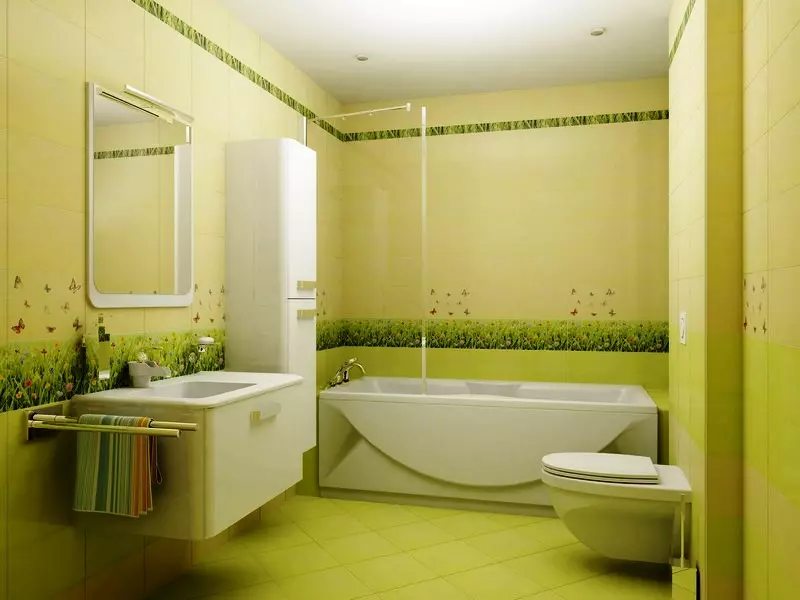 Telha verde para o banheiro (41 fotos): cerâmica e outras telhas escuras e luzes claras no banheiro. Design de telha no chão e nas paredes em tons verdes 21359_11
