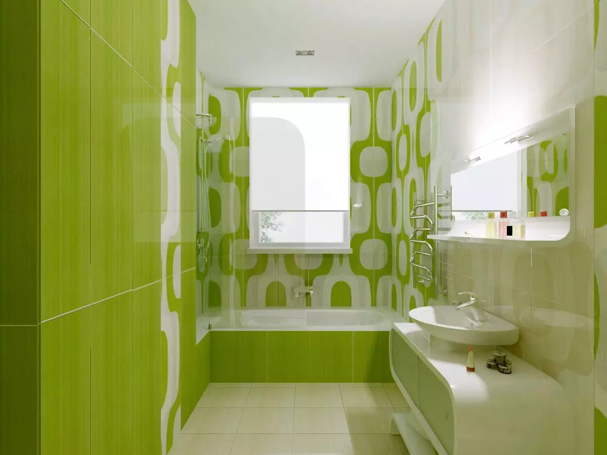 Telha verde para o banheiro (41 fotos): cerâmica e outras telhas escuras e luzes claras no banheiro. Design de telha no chão e nas paredes em tons verdes 21359_20