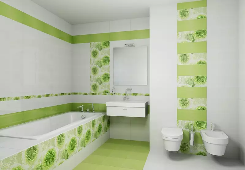 Telha verde para o banheiro (41 fotos): cerâmica e outras telhas escuras e luzes claras no banheiro. Design de telha no chão e nas paredes em tons verdes 21359_23
