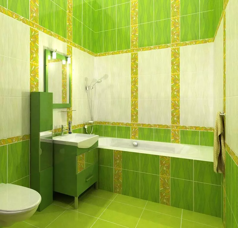 Telha verde para o banheiro (41 fotos): cerâmica e outras telhas escuras e luzes claras no banheiro. Design de telha no chão e nas paredes em tons verdes 21359_35