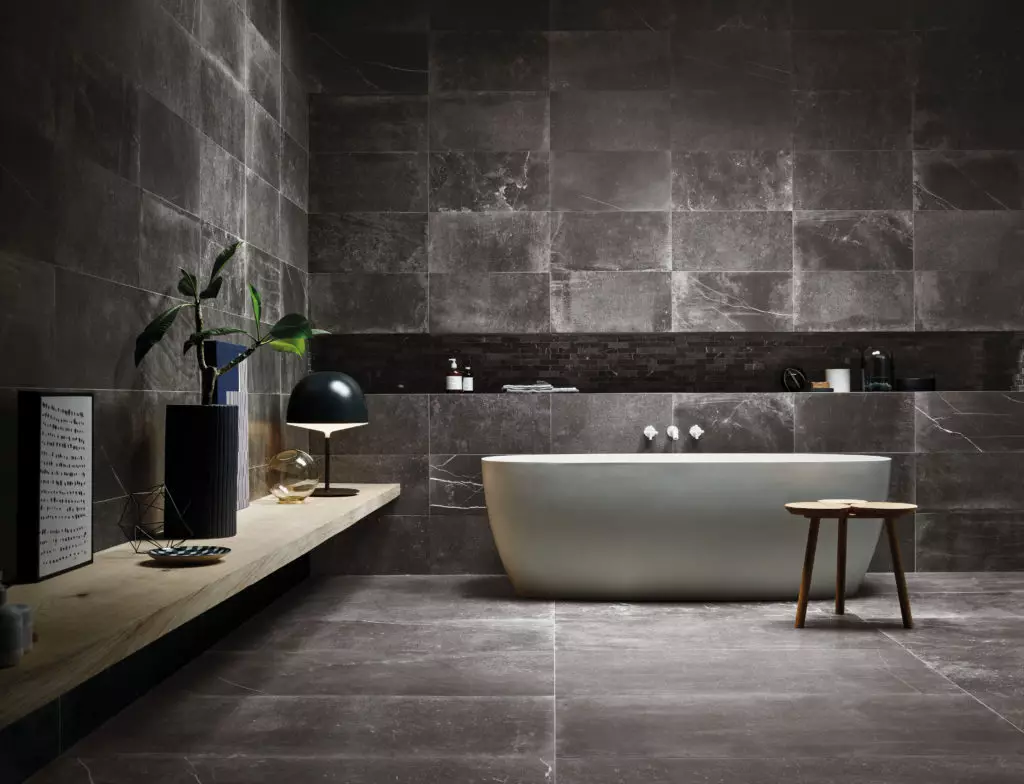 用於浴室的磨砂瓷磚：浴室啞光瓷磚的優缺點，石材下的設計和其他選擇 21360_11