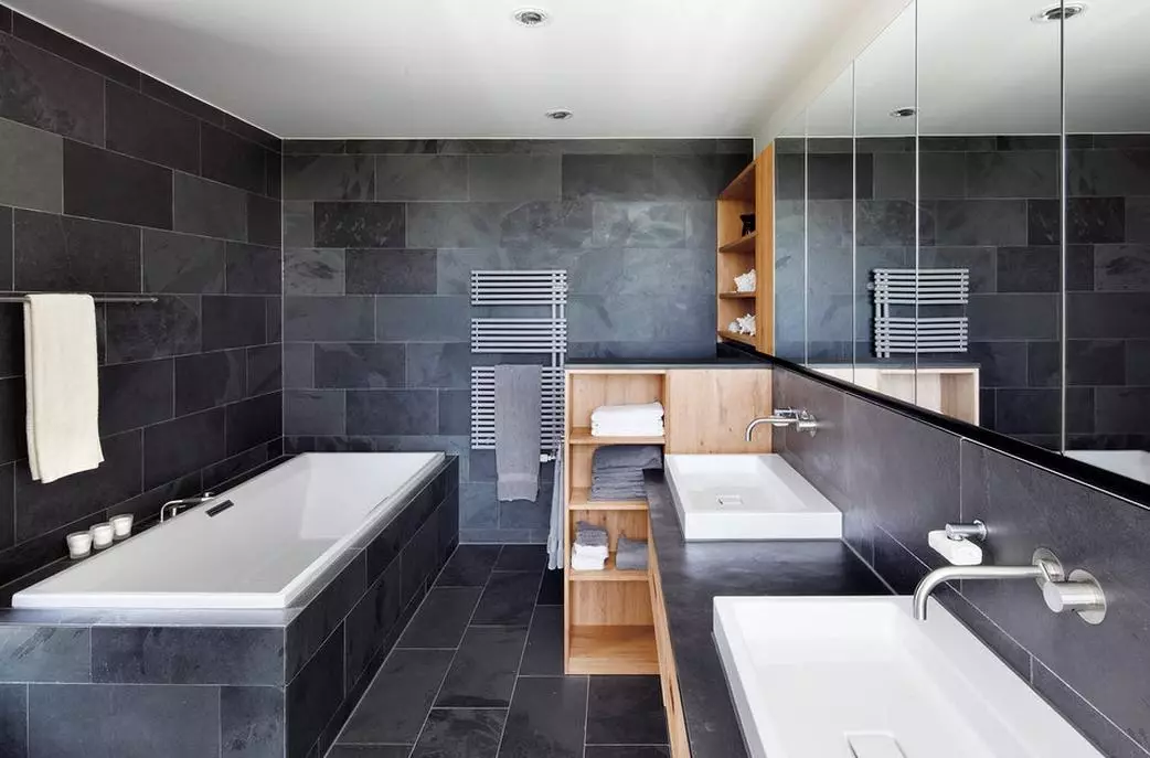 Matte tile for the bathroom: Advantages and disadvantages of matte ceramic tiles for the bathroom, design under stone and other options 21360_15