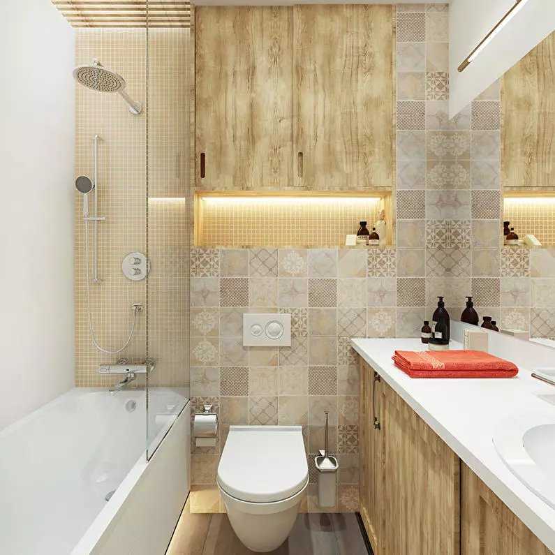 Tile mate para o baño: vantaxes e inconvenientes das baldosas cerámicas mate para o baño, deseño baixo pedra e outras opcións 21360_26