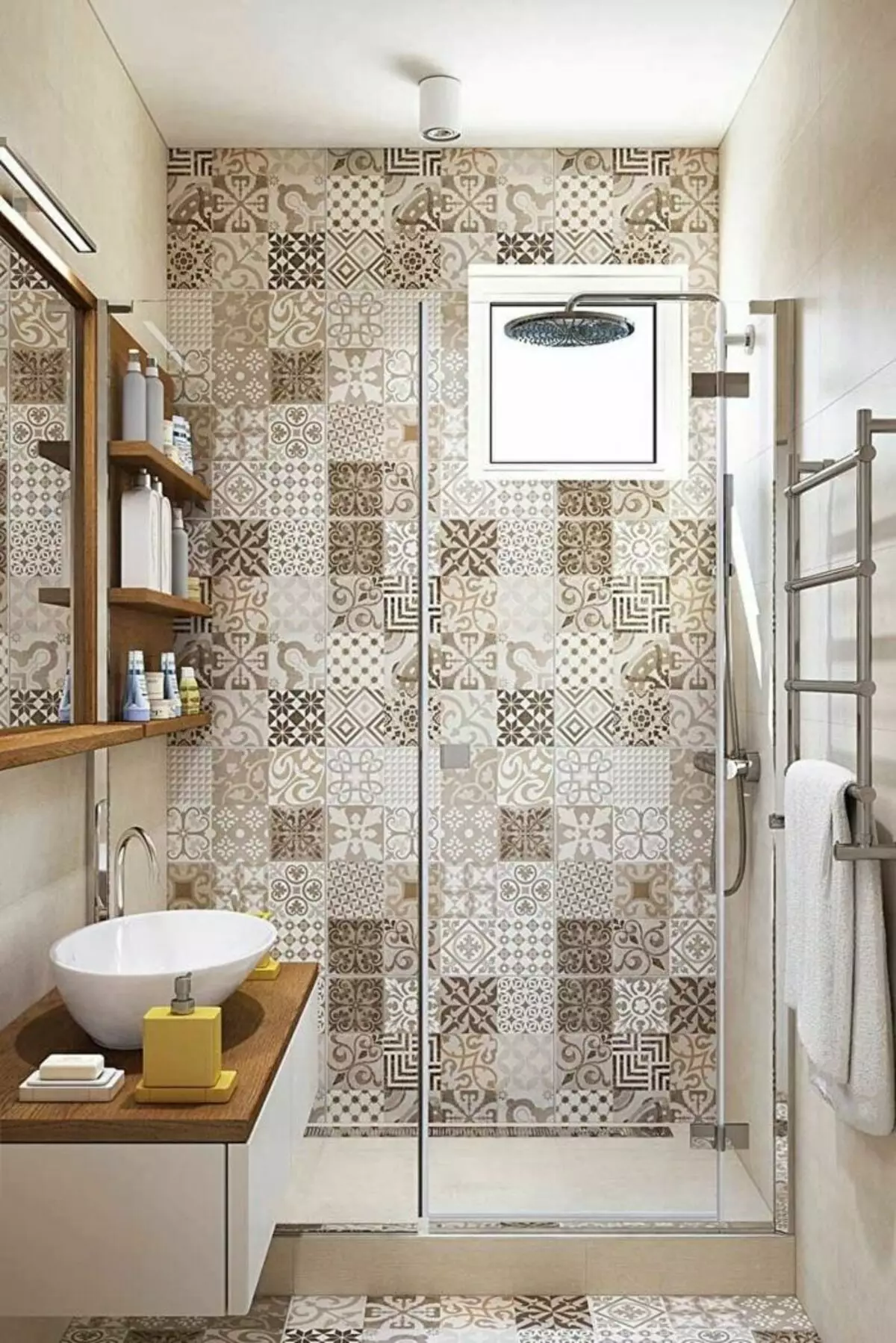 Matte tegel voor de badkamer: voor- en nadelen van matte keramische tegels voor de badkamer, ontwerp onder steen en andere opties 21360_38