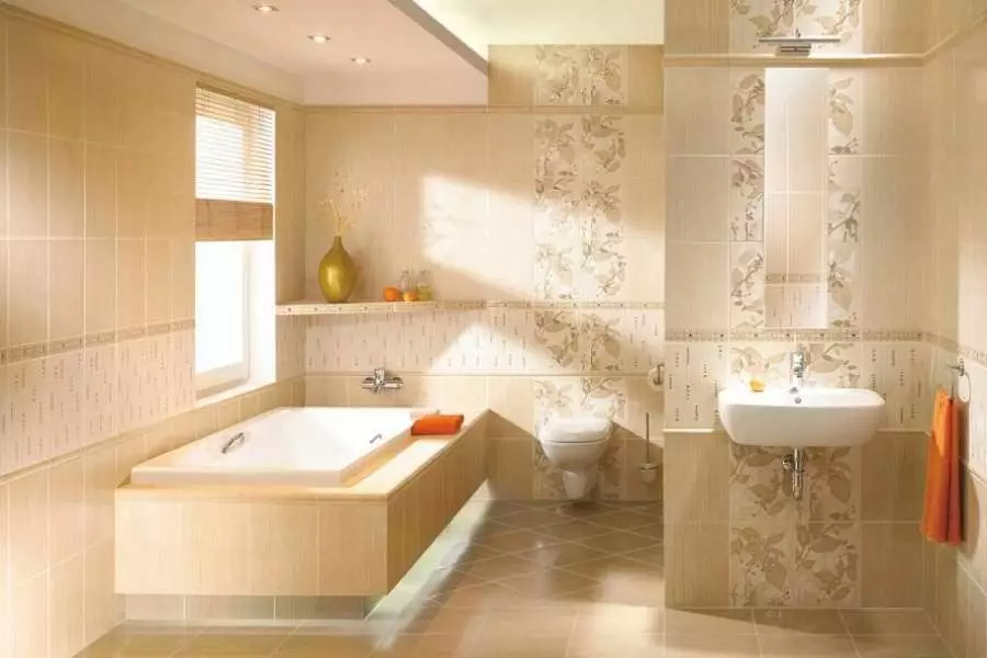 Tile mate para o baño: vantaxes e inconvenientes das baldosas cerámicas mate para o baño, deseño baixo pedra e outras opcións 21360_4
