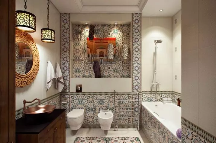 Mat teël vir die badkamer: Voordele en nadele van mat keramiekteëls vir die badkamer, ontwerp onder klip en ander opsies 21360_47