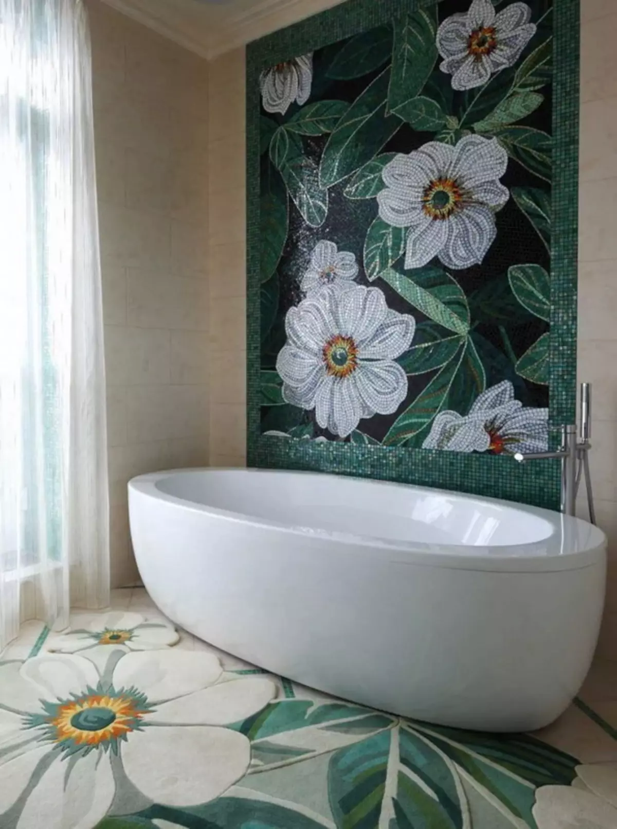 Πίνακας από κεραμίδι στο μπάνιο (79 φωτογραφίες): Επισκόπηση του πίνακα για το μπάνιο από κεραμικά πλακίδια και μωσαϊκά, πλακάκια και μωσαϊκά πάνελ με θαλάσσια θέματα και άλλα 21368_23