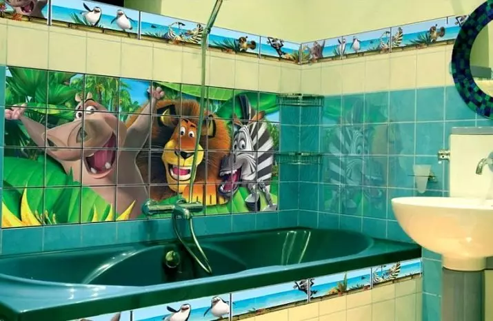 Panell de rajoles al bany (79 fotos): vista general del panell per al bany des de rajoles de ceràmica i mosaics, rajoles i panells de mosaic amb temes marins i altres 21368_77