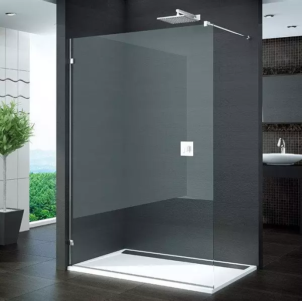 淋浴的玻璃隔板（60張）：玻璃淋浴圍欄的類型，來自玻璃塊和90x90厘米，配件的選擇。浴室設計 21370_15