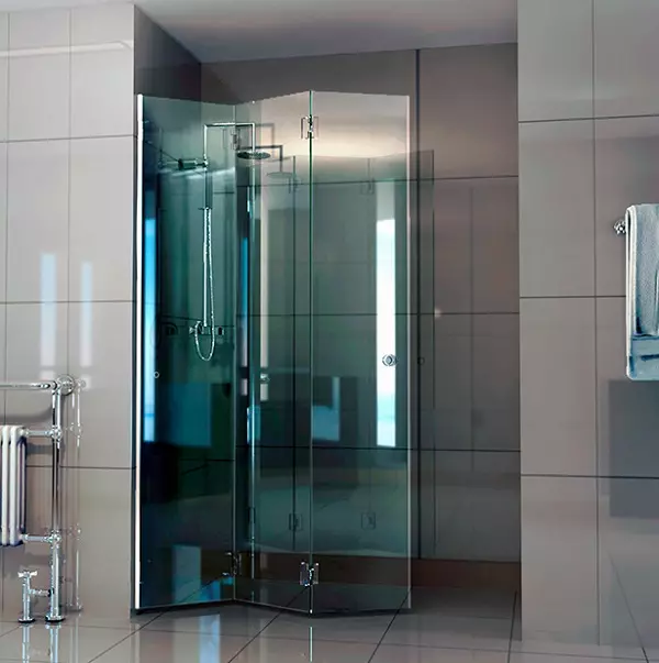 淋浴的玻璃隔板（60張）：玻璃淋浴圍欄的類型，來自玻璃塊和90x90厘米，配件的選擇。浴室設計 21370_33