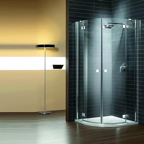 淋浴的玻璃隔板（60張）：玻璃淋浴圍欄的類型，來自玻璃塊和90x90厘米，配件的選擇。浴室設計 21370_42