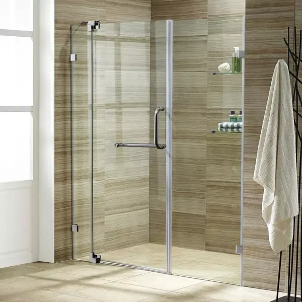 Partições de vidro para o chuveiro (60 fotos): Tipos de cercas de chuveiro de vidro, de blocos de vidro e 90x90 cm, escolha de acessórios. Design de banheiro. 21370_49