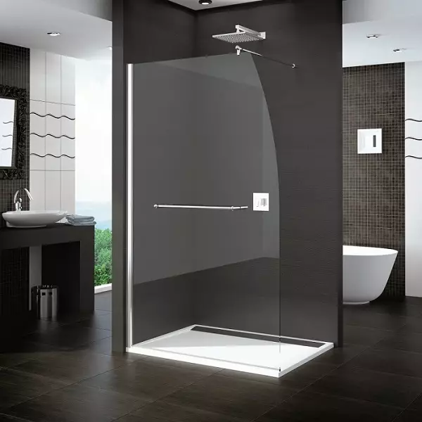 Particións de vidro para a ducha (60 fotos): tipos de valos de ducha de vidro, de bloques de vidro e 90x90 cm, elección de accesorios. Deseño de baño 21370_50
