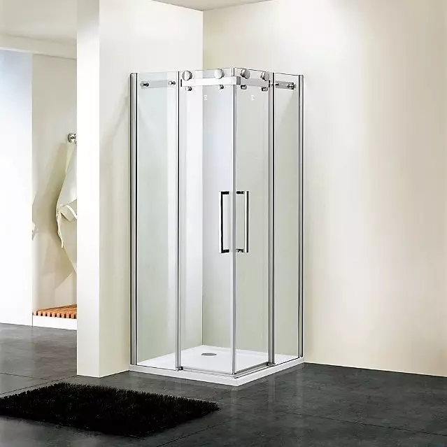 Partições de vidro para o chuveiro (60 fotos): Tipos de cercas de chuveiro de vidro, de blocos de vidro e 90x90 cm, escolha de acessórios. Design de banheiro. 21370_51