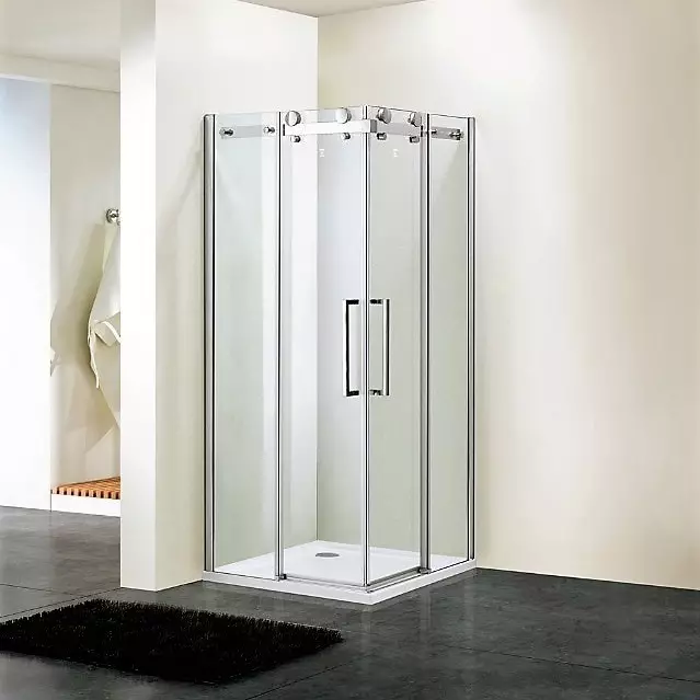 şüşə bloklar və 90x90 sm parçaları seçimi şüşə duş çitler növləri: Glass duş üçün arakəsmələr (60 şəkil). Hamam dizayn 21370_51