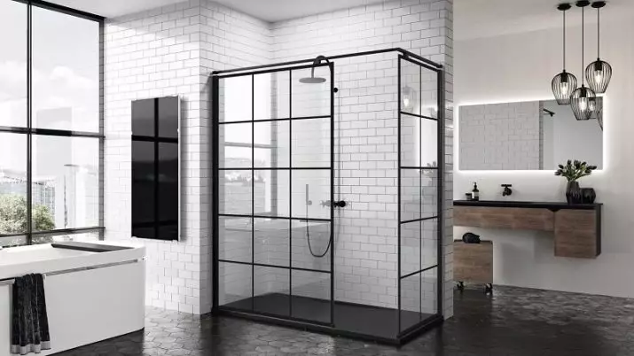 Partições de vidro para o chuveiro (60 fotos): Tipos de cercas de chuveiro de vidro, de blocos de vidro e 90x90 cm, escolha de acessórios. Design de banheiro. 21370_54