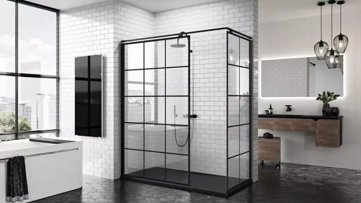 şüşə bloklar və 90x90 sm parçaları seçimi şüşə duş çitler növləri: Glass duş üçün arakəsmələr (60 şəkil). Hamam dizayn 21370_54