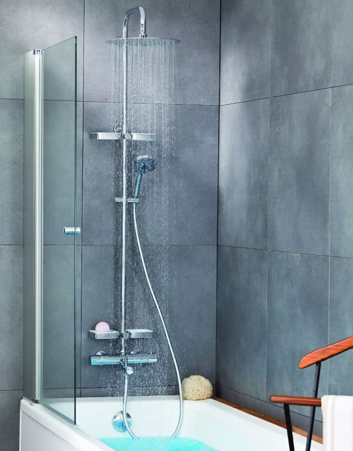 Rak mandi: varietas sistem shower untuk kamar mandi. Apa yang termasuk dalam headset set untuk jiwa? Bravat, Lemark Brands Ulasan dan lainnya 21374_14