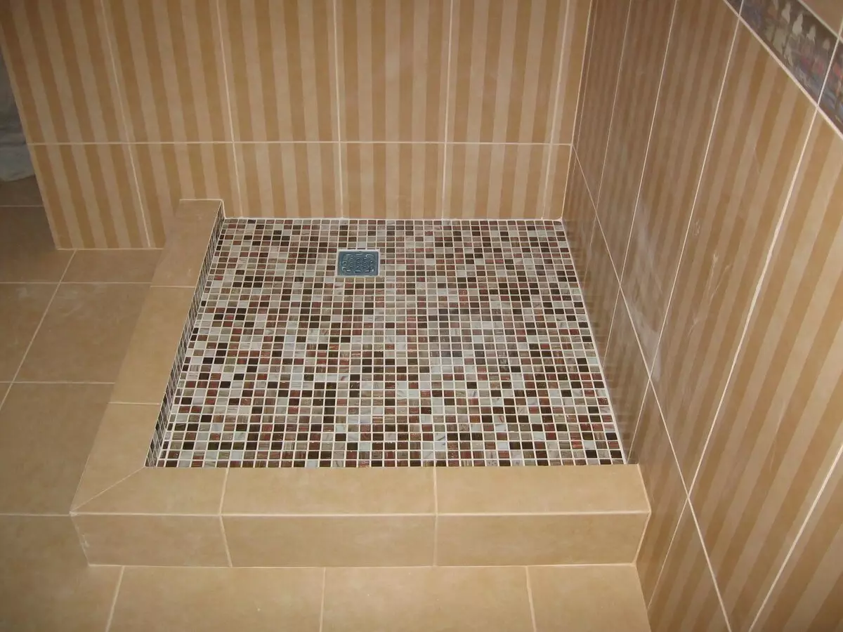 淋浴在沒有艙室的浴室（86張照片）：浴室設計選項，帶托盤和瓷磚小屋，項目 21384_15