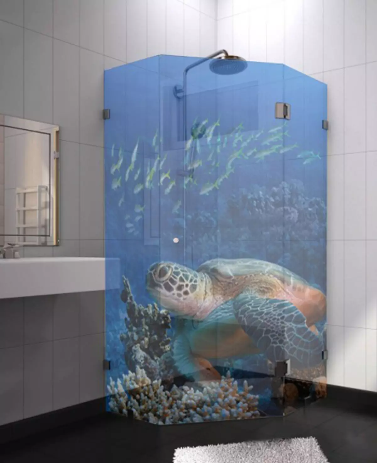 Duša vannas istabā bez kabīnes (86 fotogrāfijas): vannas istabas dizaina iespējas ar dušu bez palešu un flīžu kabīnes, projekti 21384_62