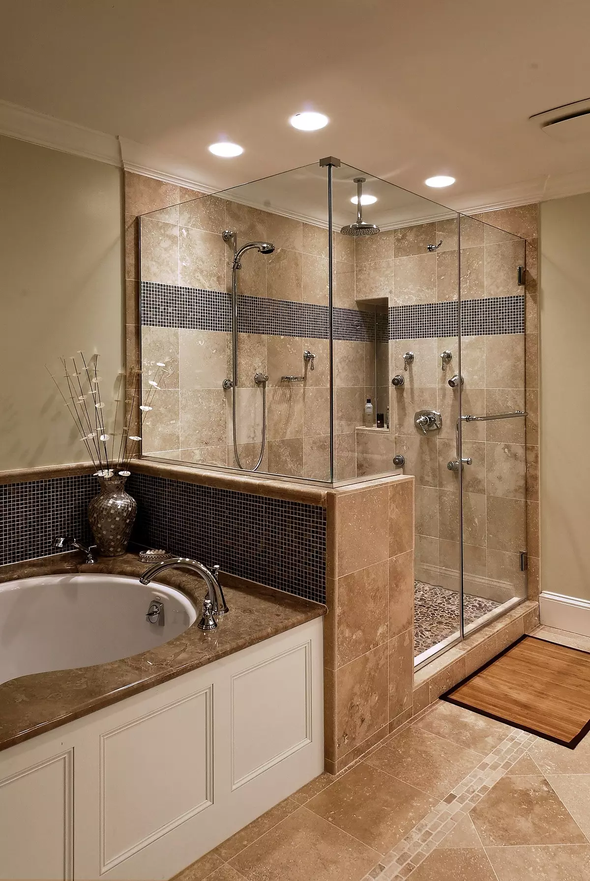 Kabinsiz banyoda duş (86 fotoğraf): Palet ve fayans kabinleri olmadan duşlu banyo tasarımı seçenekleri, projeler 21384_80