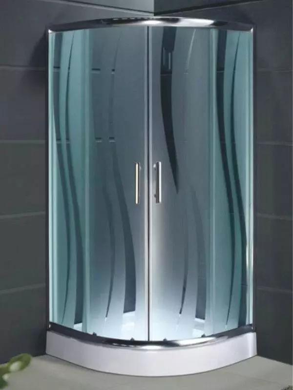 Këndet e dushit të bëra prej qelqi: qelqi i zbutur, qoshet 80x80 cm me paletë dhe pa, me xhamin e strukturës dhe mat, opsione të tjera 21386_37