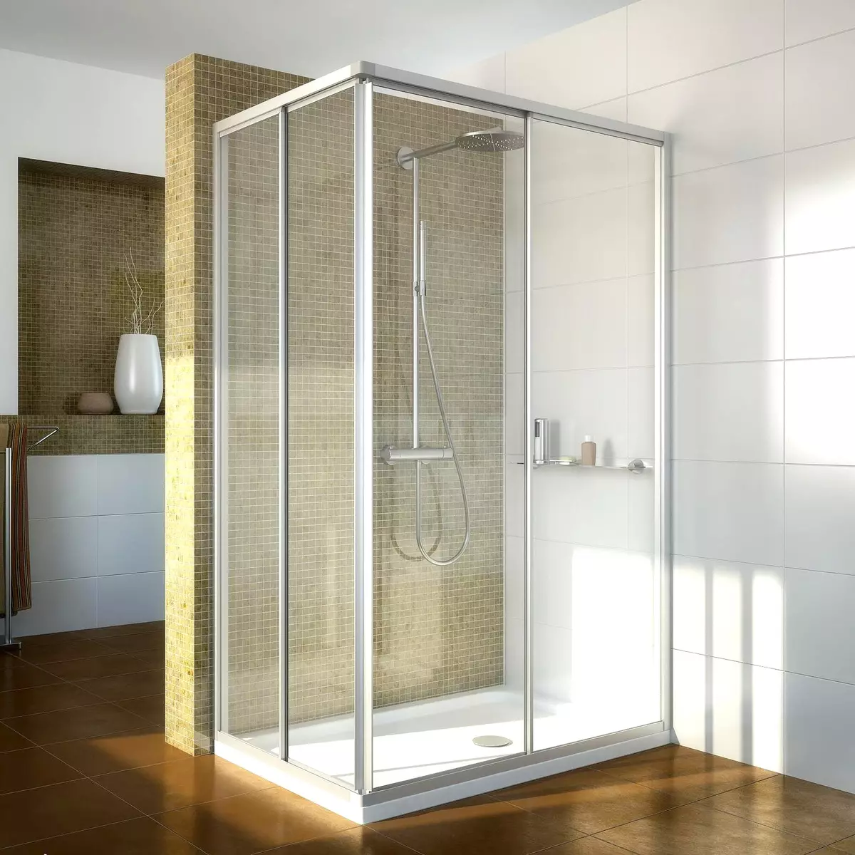 Sprchové rohy z sklu: tvrdené sklo, 80x80 cm rohy s paletou a bez, s textúrou sklom a matnými, inými možnosťami 21386_6