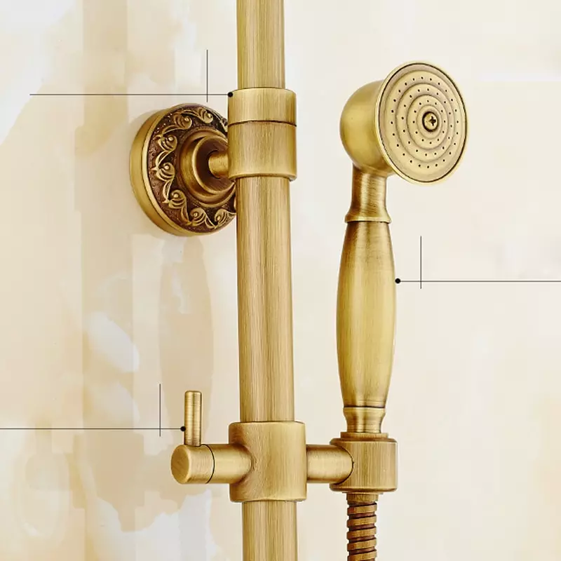 Painéis de duche (40 fotos): Características de prateleiras angulares com hidromassagem e banheiro misturador, revisão de modelos Hansgrohe e painéis de alta chuva 21389_21