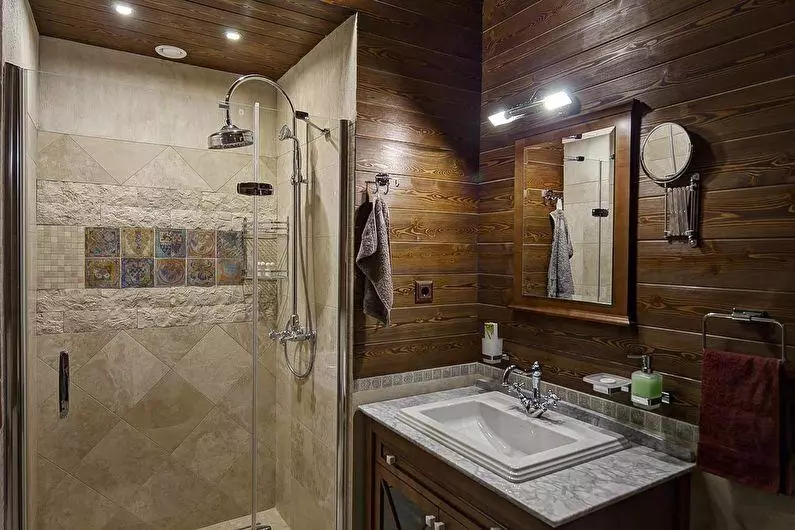 Kamar mandi di rumah pribadi (67 foto): Pilihan desain interior dengan jendela. Bagaimana cara melengkapi? Contoh yang menarik 21393_38