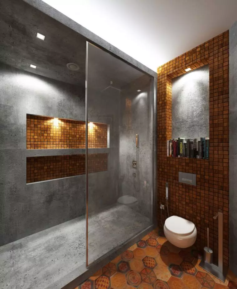 Kamar mandi di rumah pribadi (67 foto): Pilihan desain interior dengan jendela. Bagaimana cara melengkapi? Contoh yang menarik 21393_41