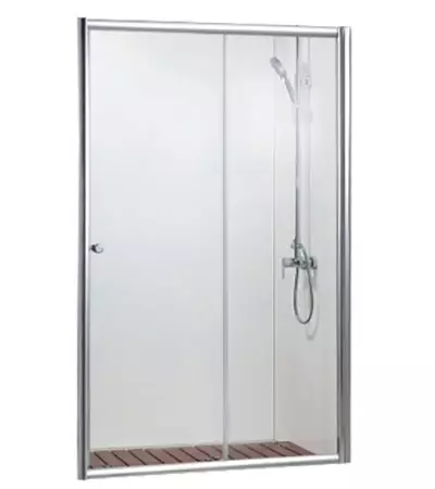 Portas no chuveiro: dobrável angular, portas 110-120 cm e 130-170 cm, outras dimensões. Modelos da Alemanha e da Itália, de policarbonato e porta cupê 21396_54