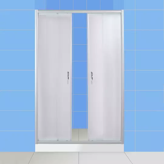 Porte in doccia: pieghevole angolare, porte da 110-120 cm e 130-170 cm, altre dimensioni. Modelli dalla Germania e dall'Italia, dal policarbonato e al coupé della porta 21396_56