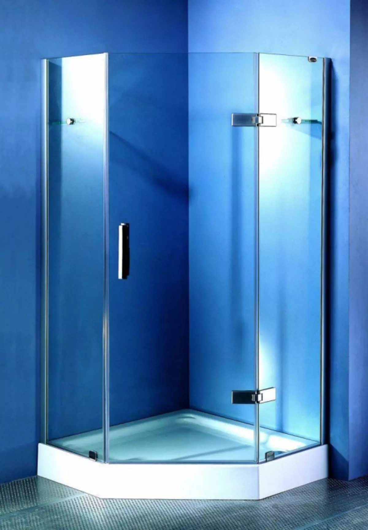 Vrata u tušem: sklopivi ugaoni, vrata 110-120 cm i 130-170 cm, ostale dimenzije. Modeli iz Njemačke i Italije, iz polikarbonata i vrata 21396_60
