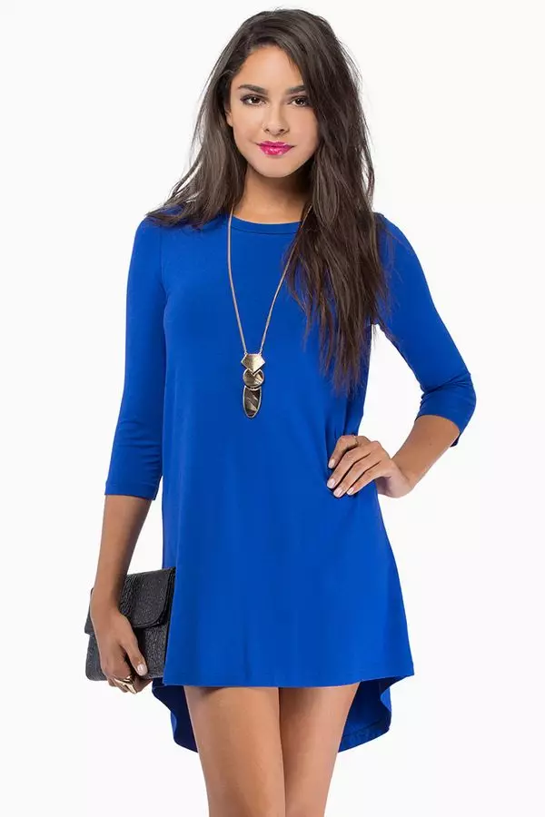青いチュニックドレス