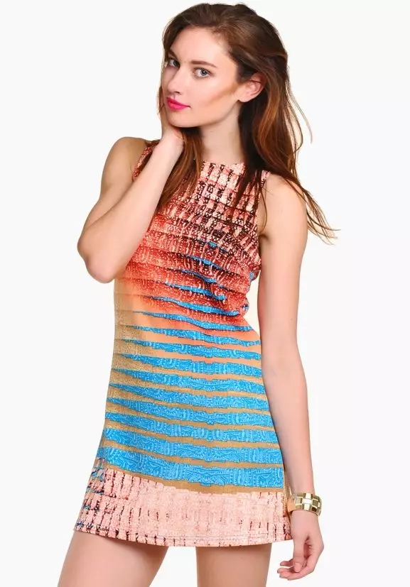 Mehrfarbiges Tunika-Kleid