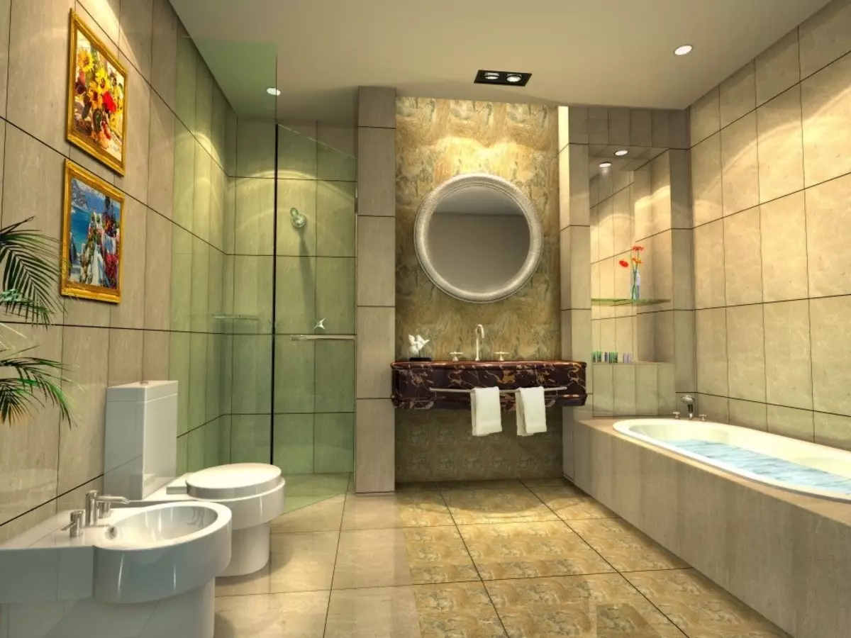 Vonios gipso kambario lubose (38 nuotraukos): ar vonios kambaryje galima padaryti gipso lentos pakabos lubas? Privalumai ir trūkumai 21417_13
