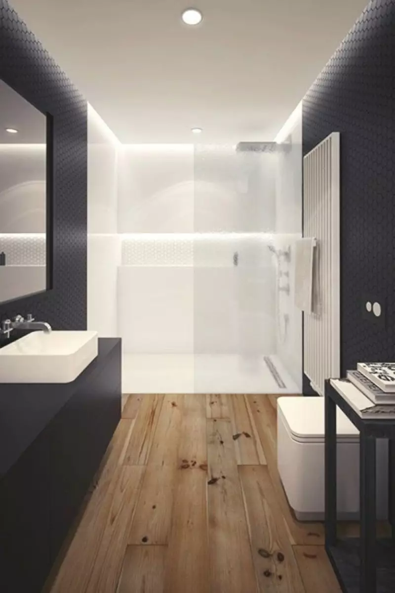 Trần trong phòng tắm vách thạch cao (38 ảnh): Có thể làm một tấm lơ lửng trong phòng tắm? Ưu và nhược điểm của việc sử dụng 21417_19