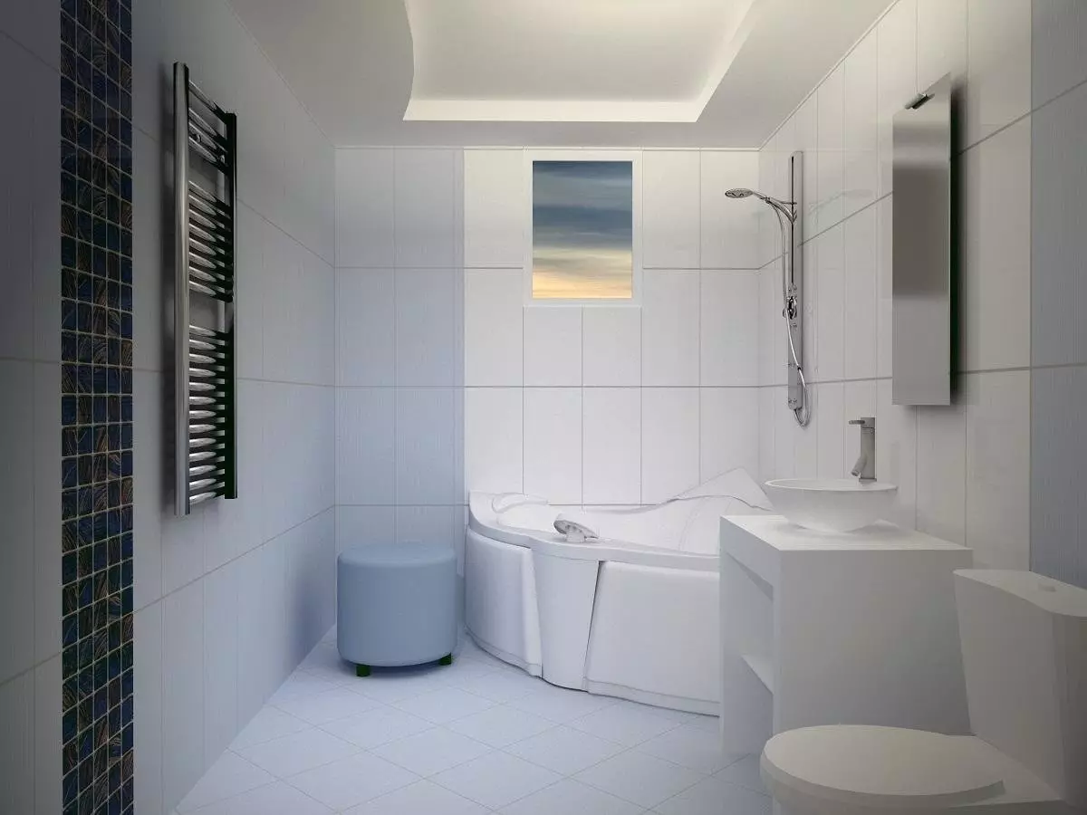 Ceiling ing Kamar Mandi Drywall (38 foto): Apa bisa nindakake suspensi plesterboard langit-langit ing kamar mandi? Pros lan konsep panggunaan 21417_2