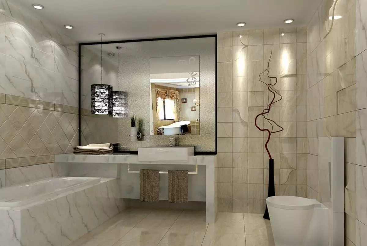 Vonios gipso kambario lubose (38 nuotraukos): ar vonios kambaryje galima padaryti gipso lentos pakabos lubas? Privalumai ir trūkumai 21417_7