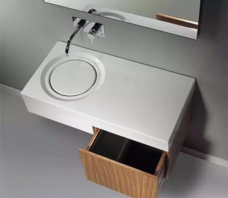 Waschbecken im Badezimmer (113 Fotos): Waschbeckengrößen, Modell unter der Tischplatte, Acryl und Keramik, schmalen und quadratischen Waschbecken 21421_68
