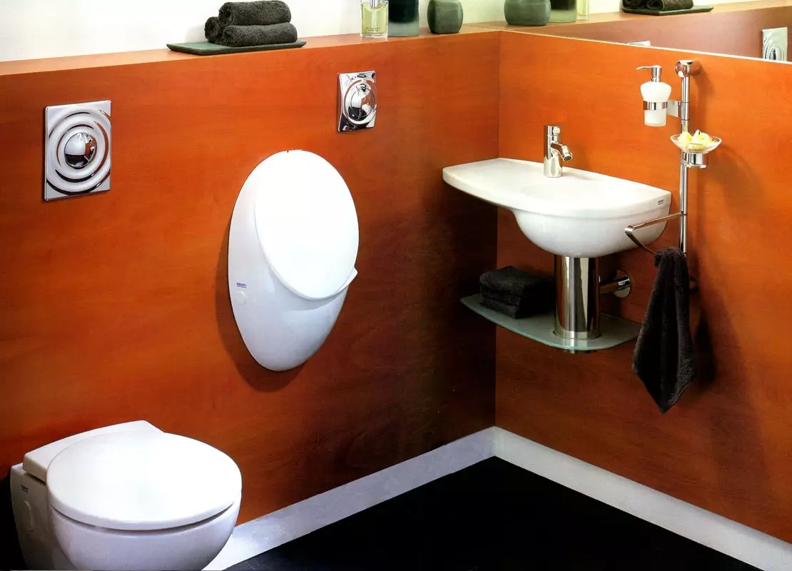 Banyoda asma lavabo: monte edilmiş lavabolar braketi ile 50-60 cm ve bir kesici 55-80 cm yıkama, diğer modeller 21424_12