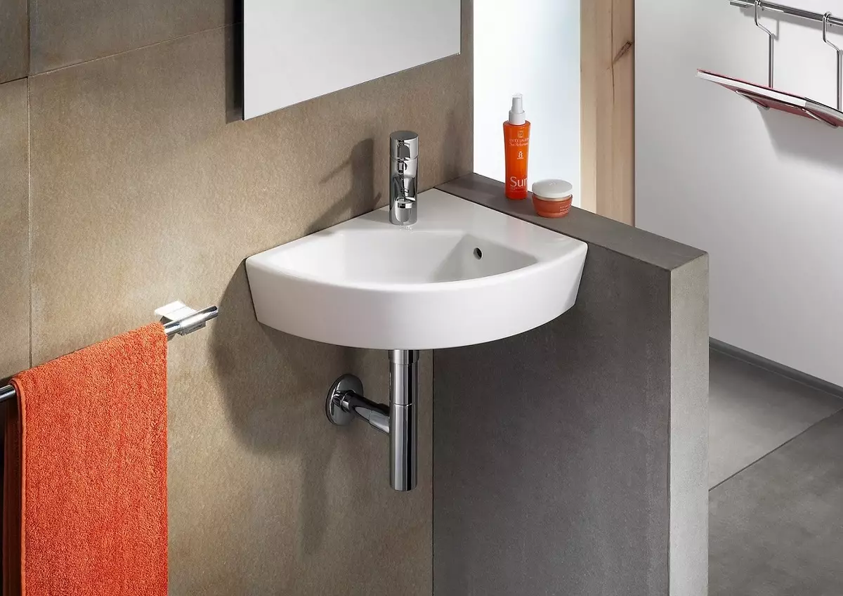 Banyoda asma lavabo: monte edilmiş lavabolar braketi ile 50-60 cm ve bir kesici 55-80 cm yıkama, diğer modeller 21424_32