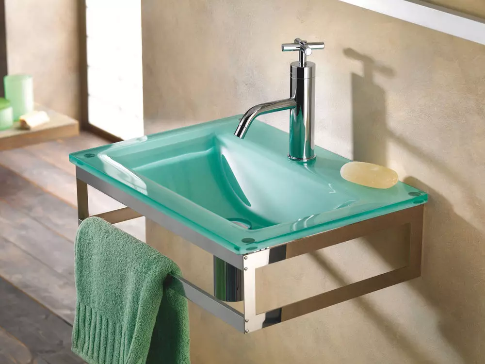 Fregadero suspendido en el baño: lavabo montado de 50-60 cm con soporte y lavado sin cortador 55-80 cm, otros modelos 21424_50