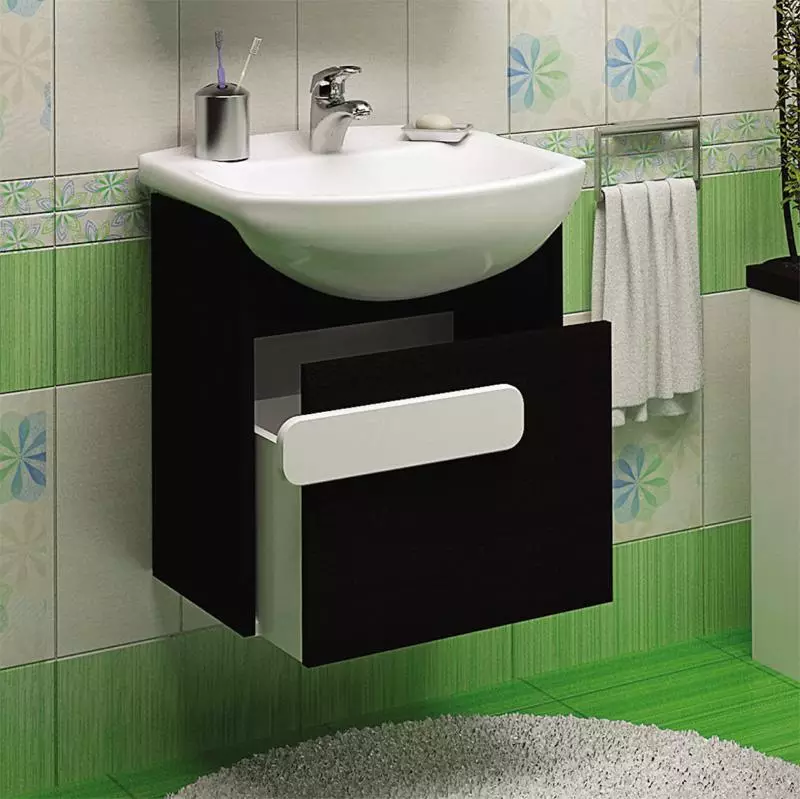 Banyoda asma lavabo: monte edilmiş lavabolar braketi ile 50-60 cm ve bir kesici 55-80 cm yıkama, diğer modeller 21424_58