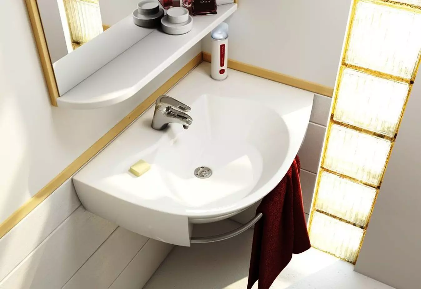 Suspensão suspensa no banheiro: lavatório montado 50-60 cm com suporte e lavagem sem um cortador 55-80 cm, outros modelos 21424_59