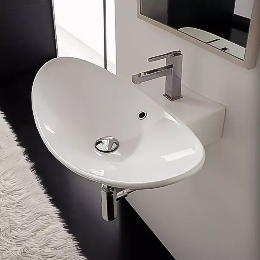 Suspenderad diskbänk i badrummet: Monterade tvättställ 50-60 cm med konsol och tvättning utan en skärare 55-80 cm, andra modeller 21424_7